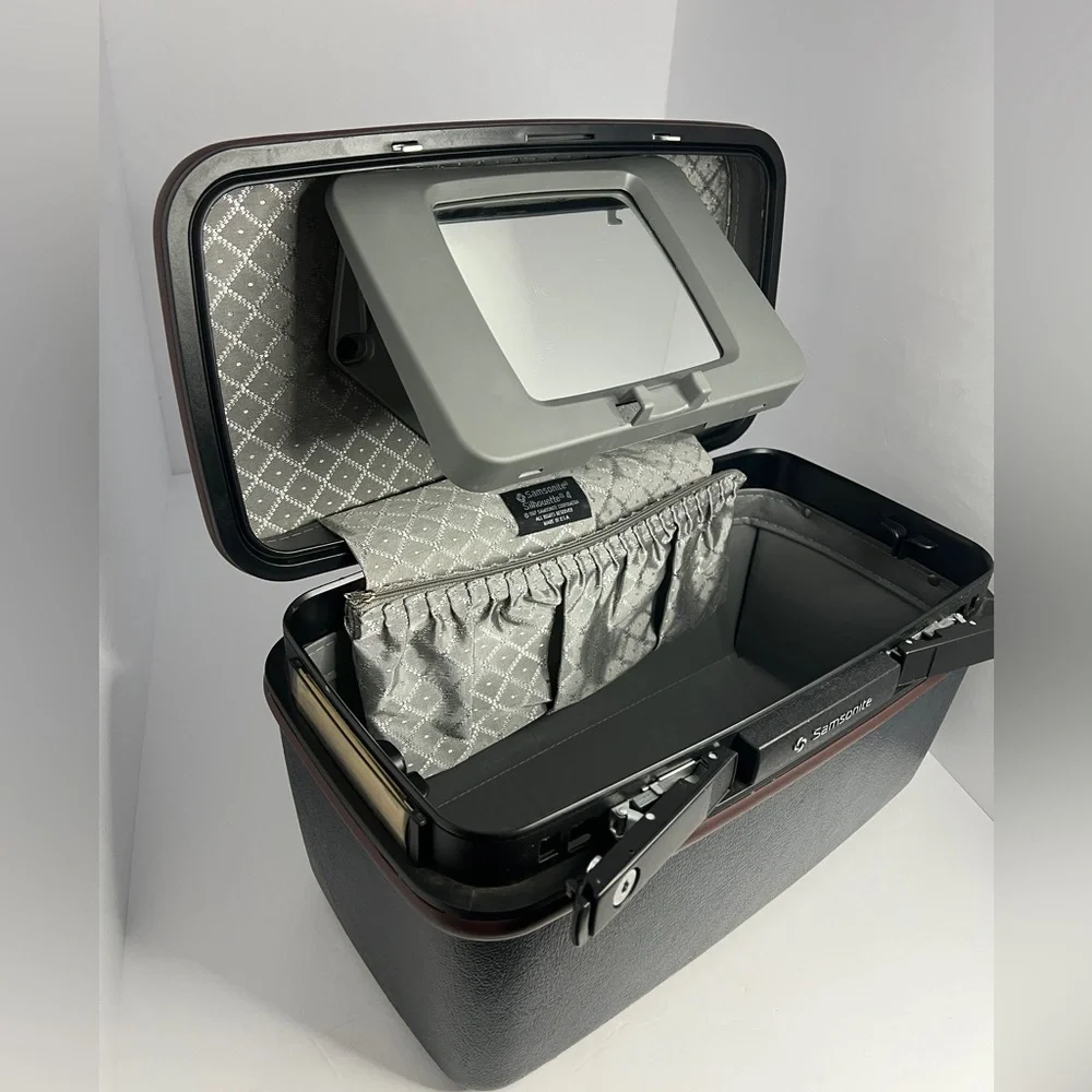 Vintage Samsonite Silhouette 4 Cosmetic Makeup Travel Case Navy/Black/ Burgundy